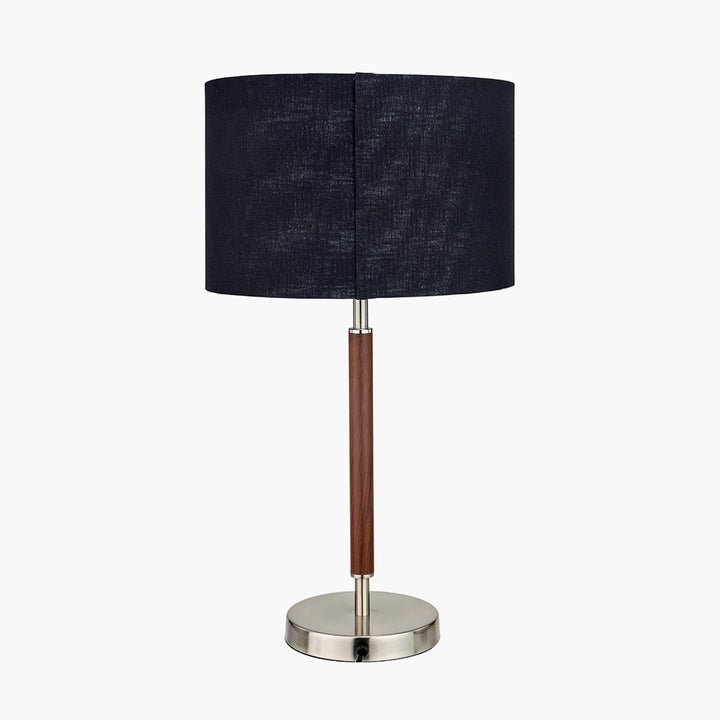 Gianni Brushed Silver and Wood Effect Table Lamp