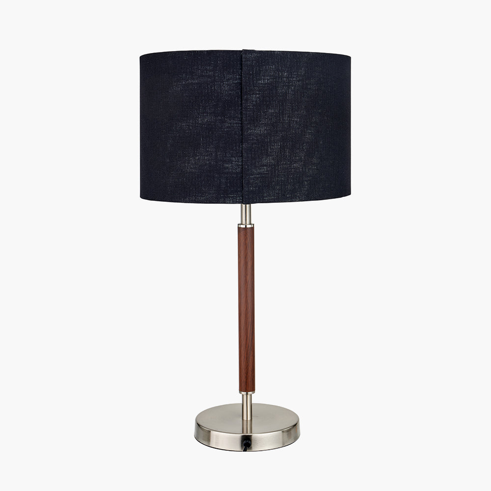 Gianni Brushed Silver and Wood Effect Table Lamp