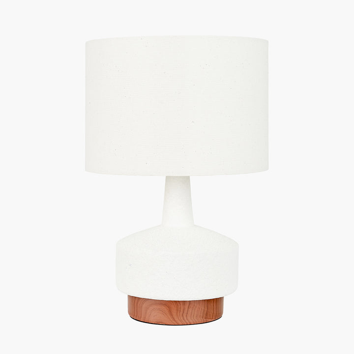 Elio White and Wood Effect Textured Ceramic Table Lamp