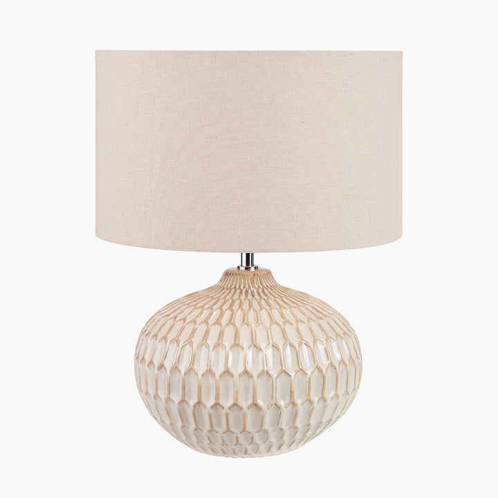 Cassius Warm White Textured Glazed Ceramic Table Lamp