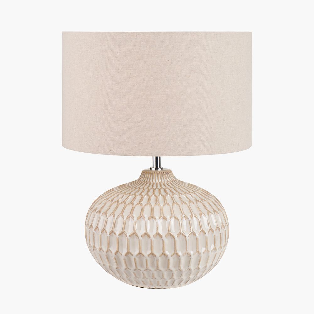 Cassius Warm White Textured Glazed Ceramic Table Lamp