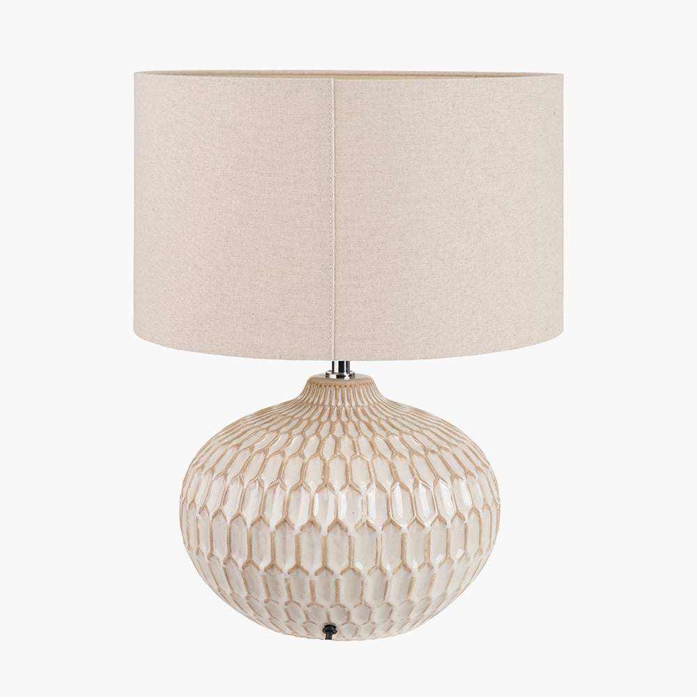 Cassius Warm White Textured Glazed Ceramic Table Lamp