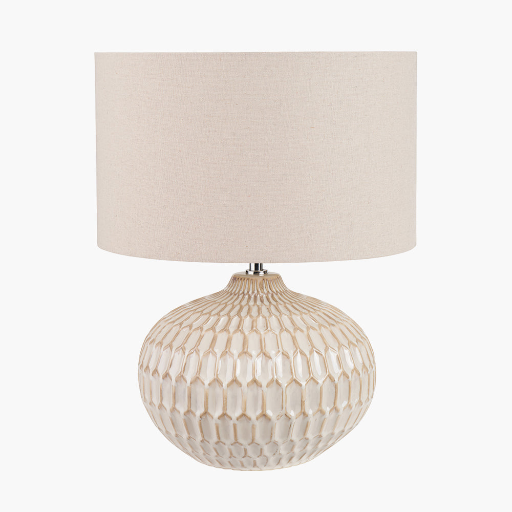 Cassius Warm White Textured Glazed Ceramic Table Lamp