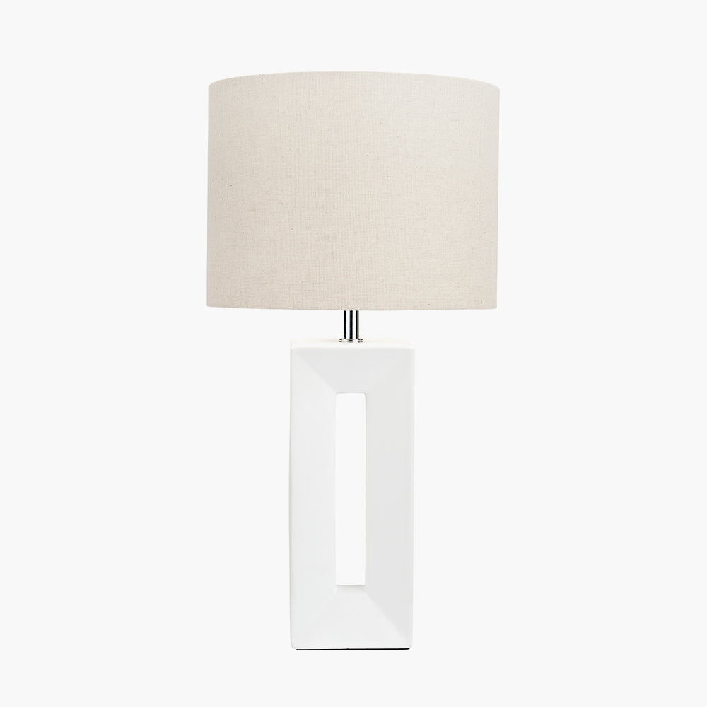 Block White Ceramic Tall Table Lamp