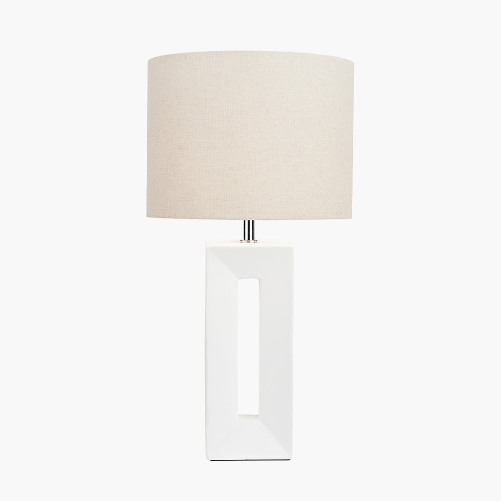 Block White Ceramic Tall Table Lamp