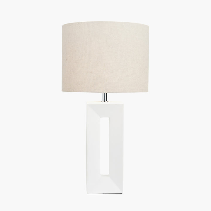 Block White Ceramic Tall Table Lamp