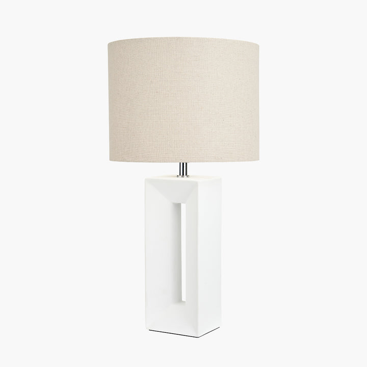 Block White Ceramic Tall Table Lamp