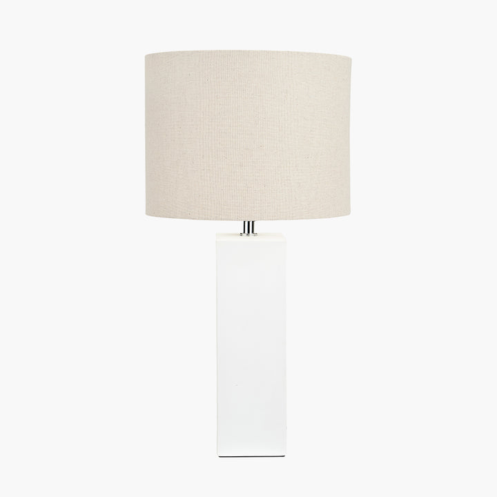 Block White Ceramic Tall Table Lamp