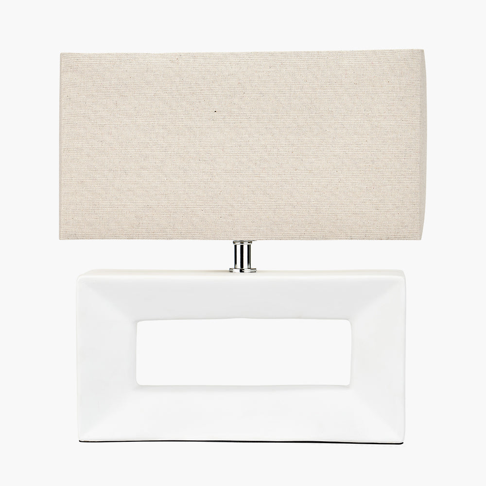 Block White Ceramic Rectangular Table Lamp