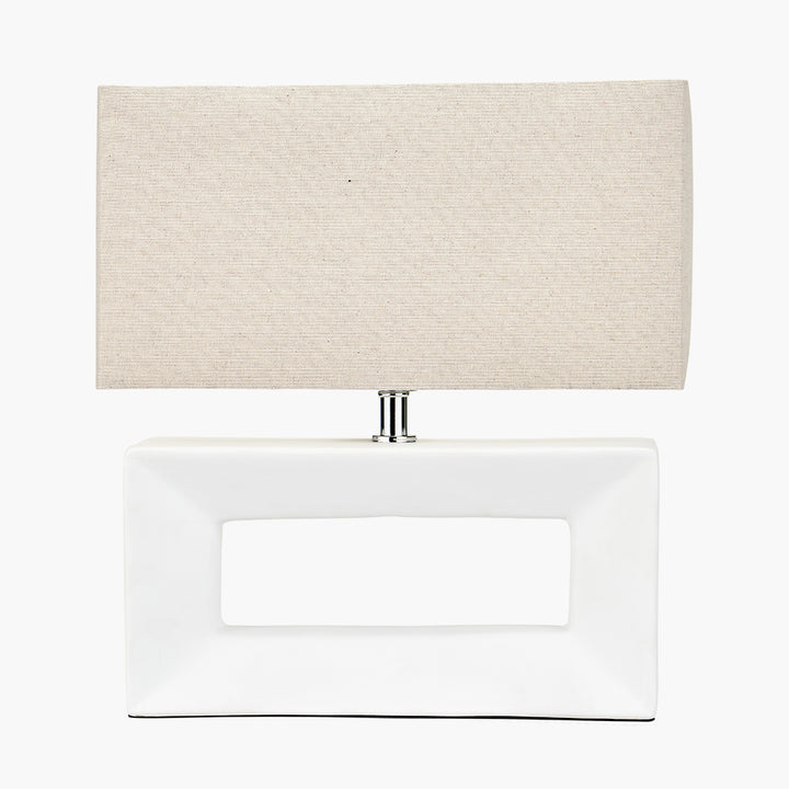 Block White Ceramic Rectangular Table Lamp