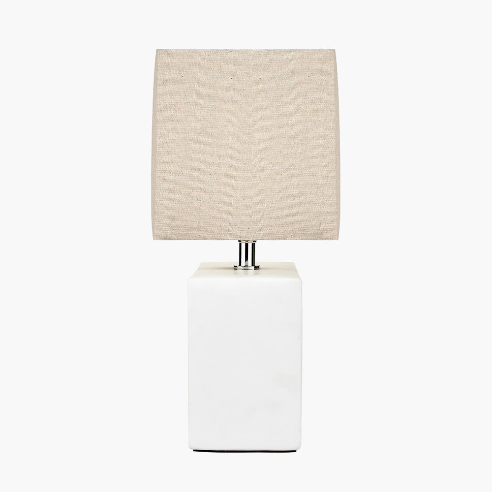 Block White Ceramic Rectangular Table Lamp