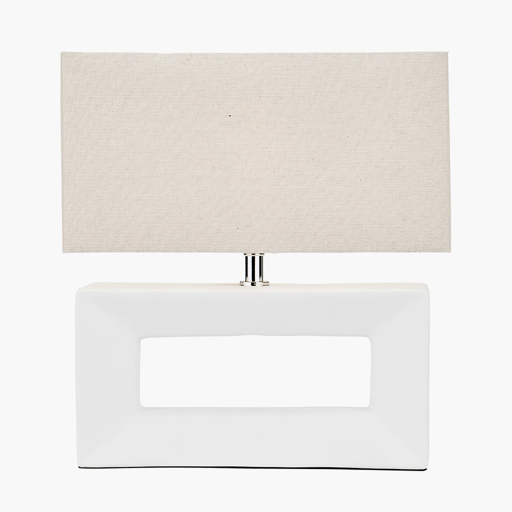 Block White Ceramic Rectangular Table Lamp