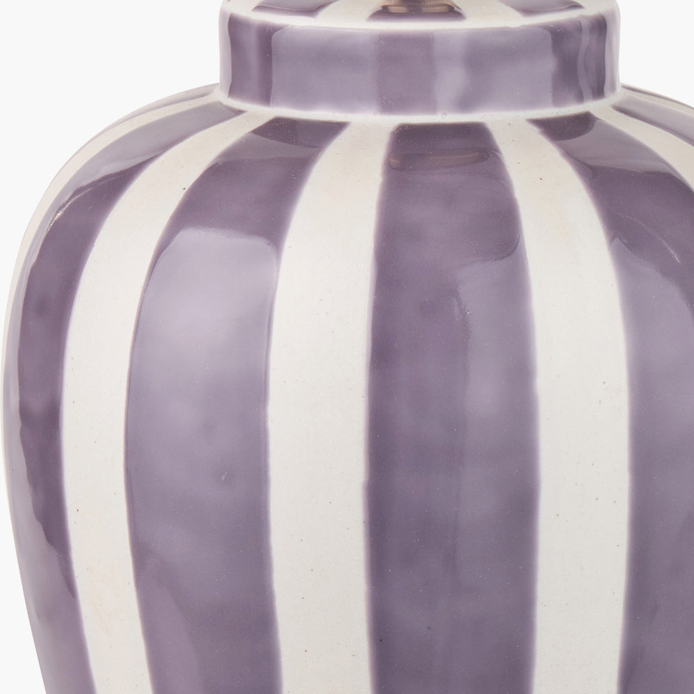 Priscilla Lilac Stripped Ceramic Table Lamp Base