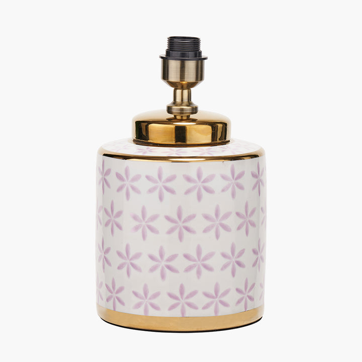 Thea Lillac and Gold Leaf Ceramic Table Lamp Base