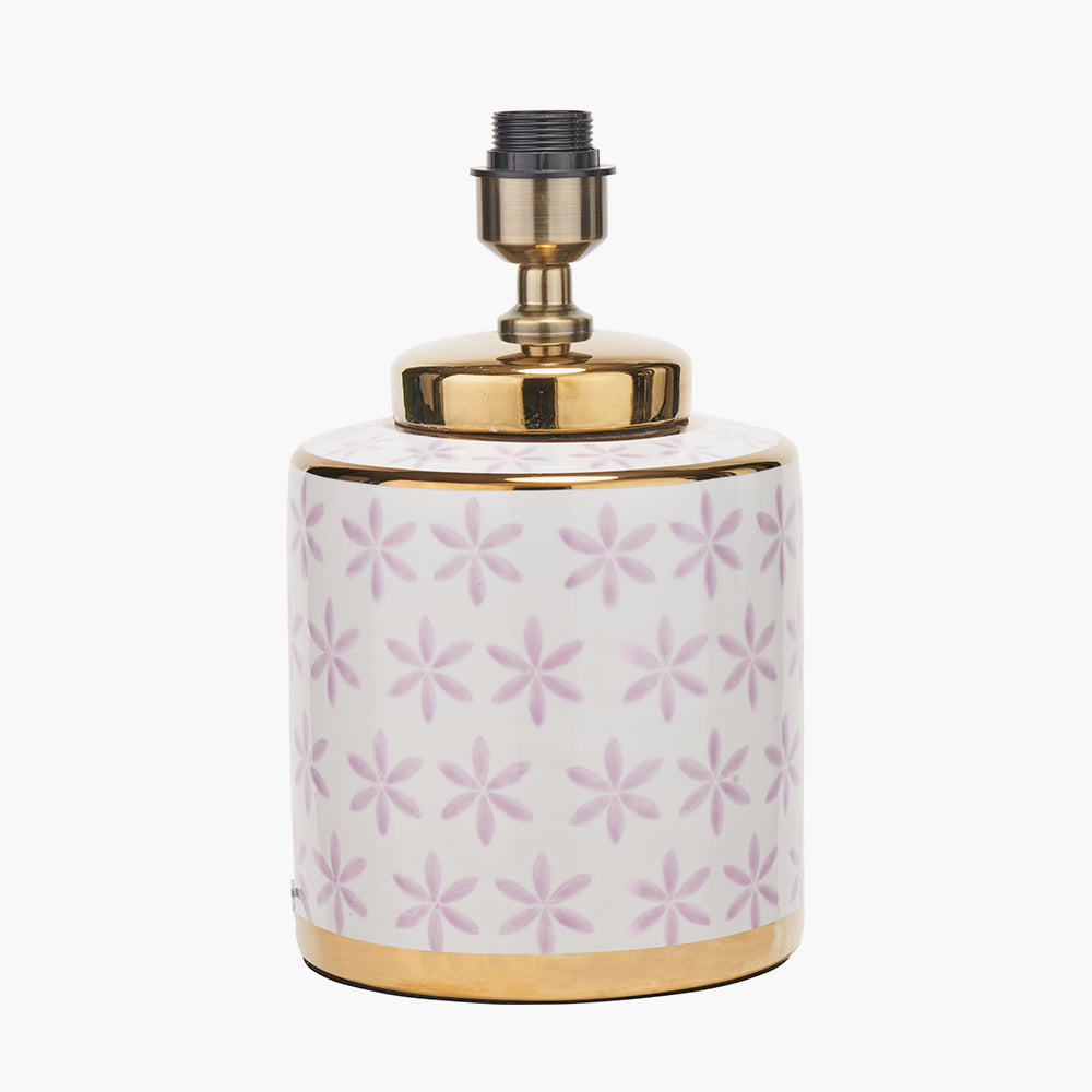 Thea Lillac and Gold Leaf Ceramic Table Lamp Base