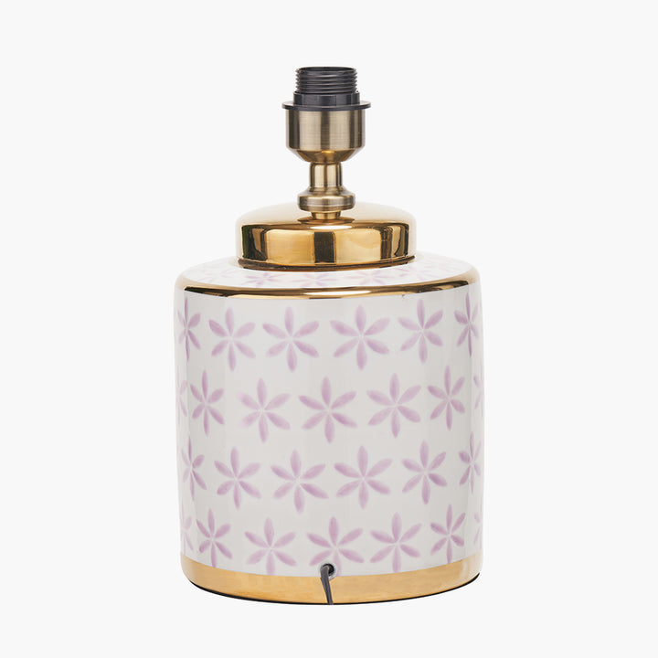 Thea Lillac and Gold Leaf Ceramic Table Lamp Base