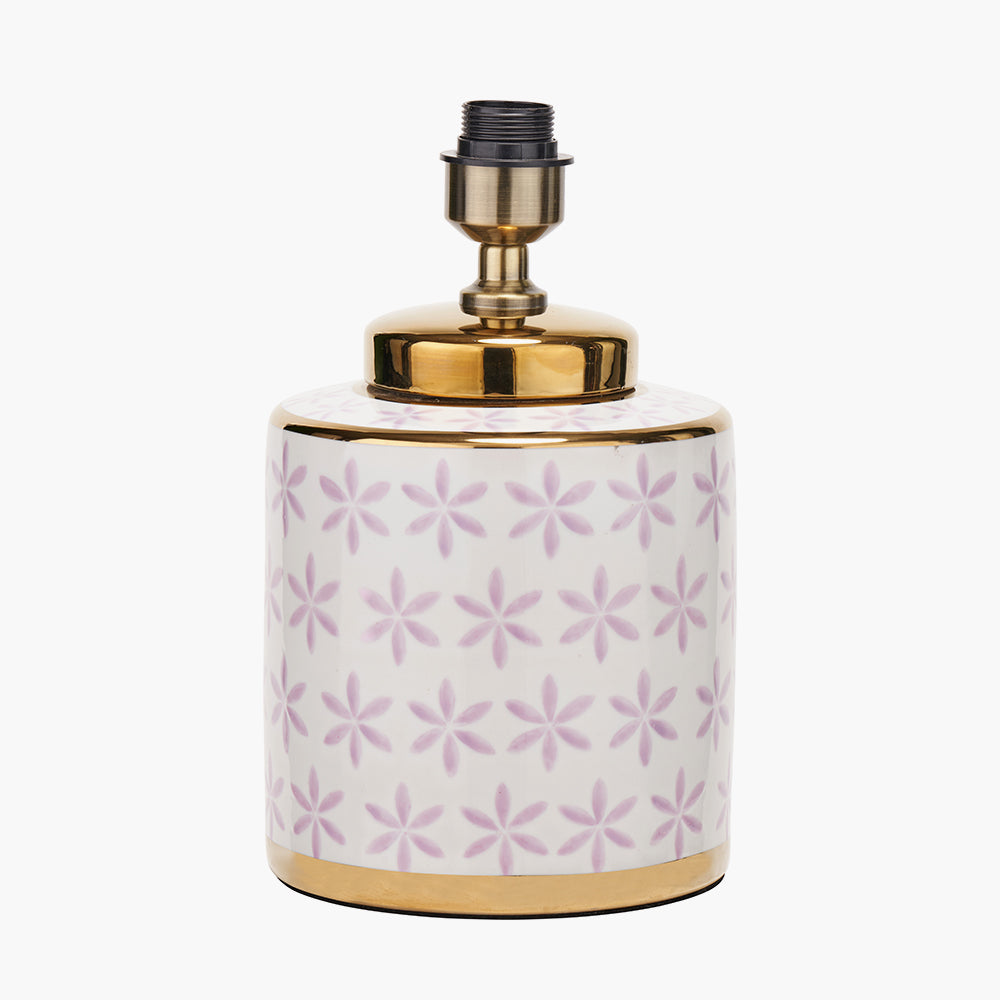 Thea Lillac and Gold Leaf Ceramic Table Lamp Base