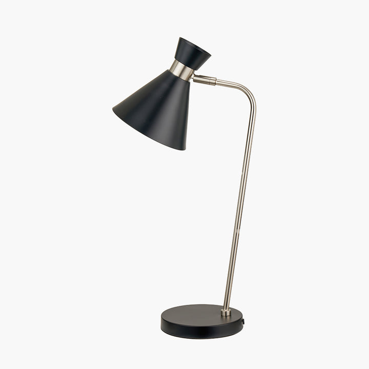 Benedict Black and Brushed Silver Metal Table Lamp