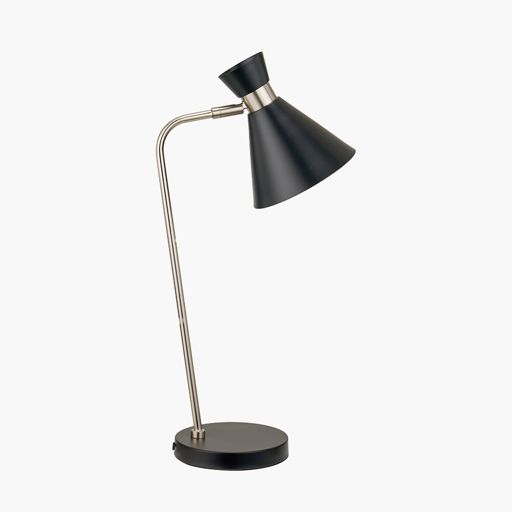 Benedict Black and Brushed Silver Metal Table Lamp