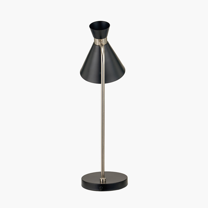 Benedict Black and Brushed Silver Metal Table Lamp