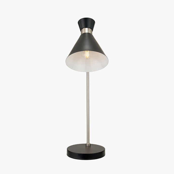 Benedict Black and Brushed Silver Metal Table Lamp