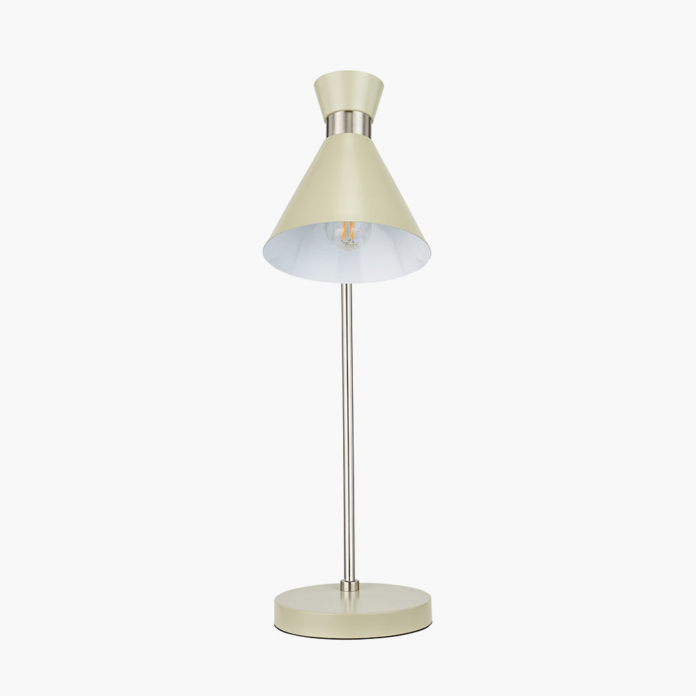 Benedict Sage and Brushed Silver Metal Table Lamp