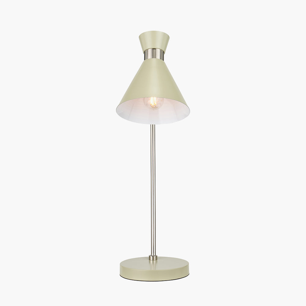 Benedict Sage and Brushed Silver Metal Table Lamp