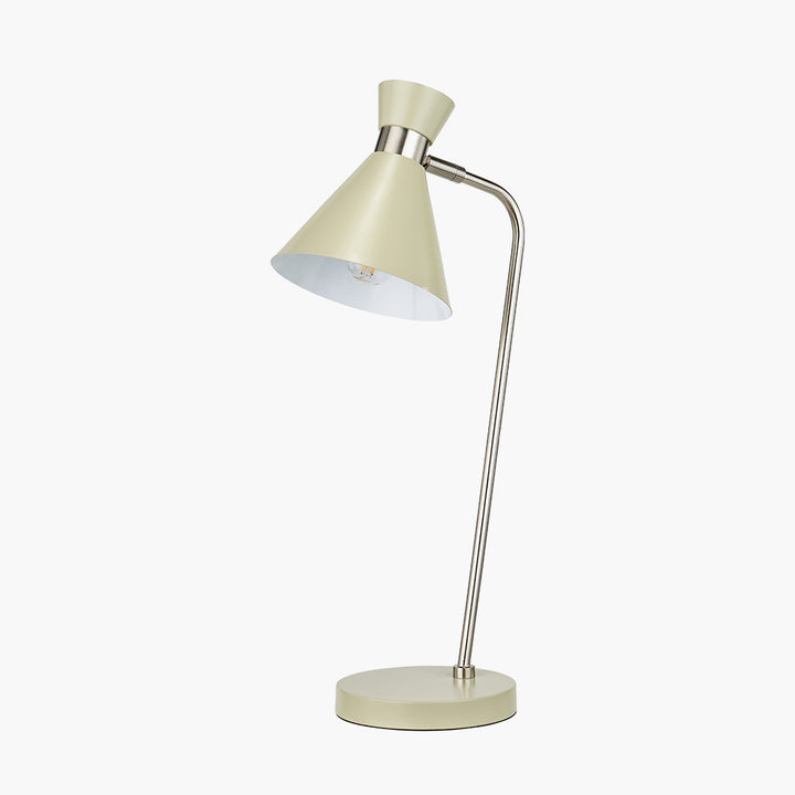 Benedict Sage and Brushed Silver Metal Table Lamp