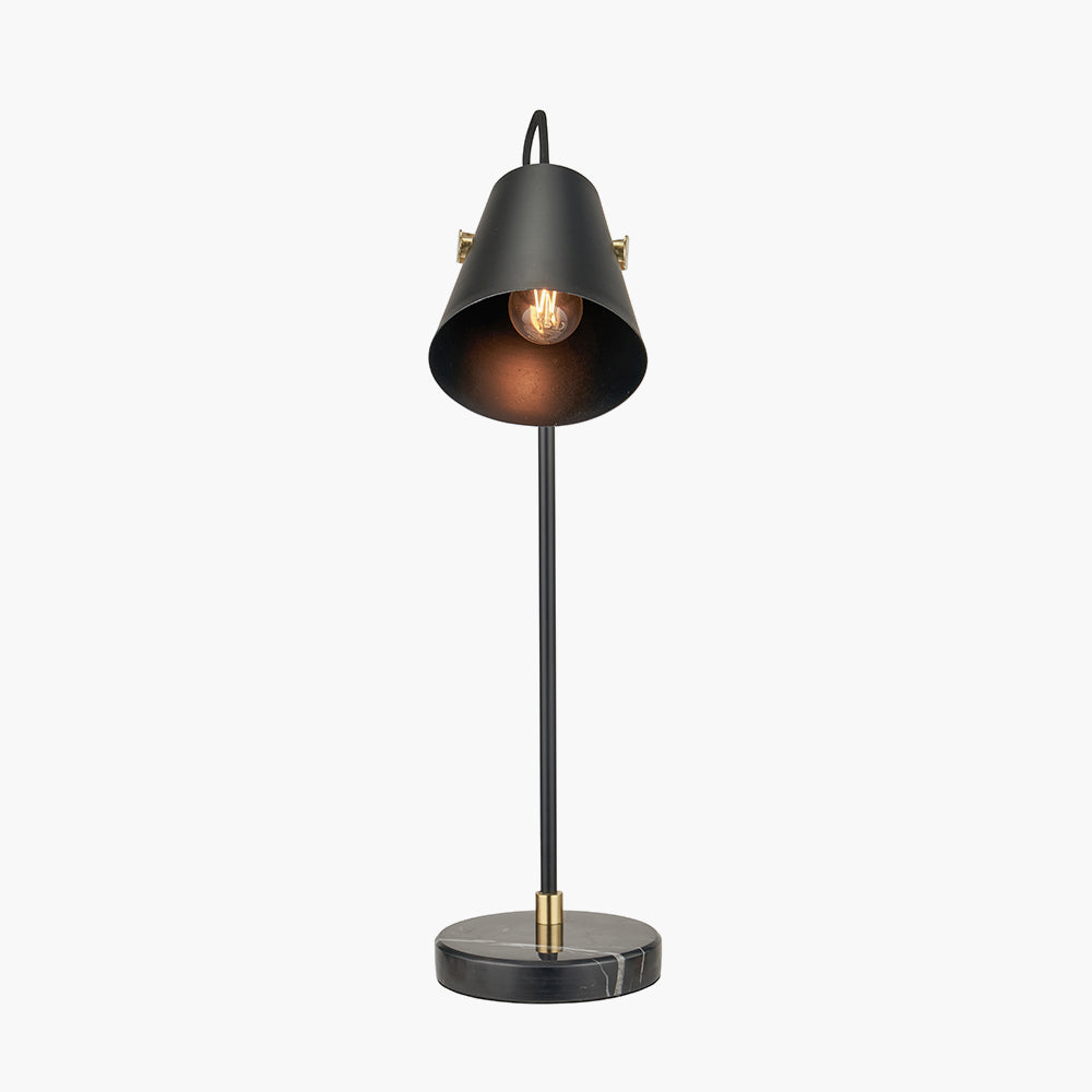 Theia Black and Brushed Brass Task Table Lamp