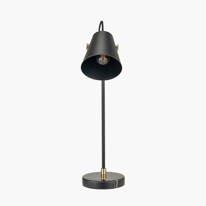 Theia Black and Brushed Brass Task Table Lamp