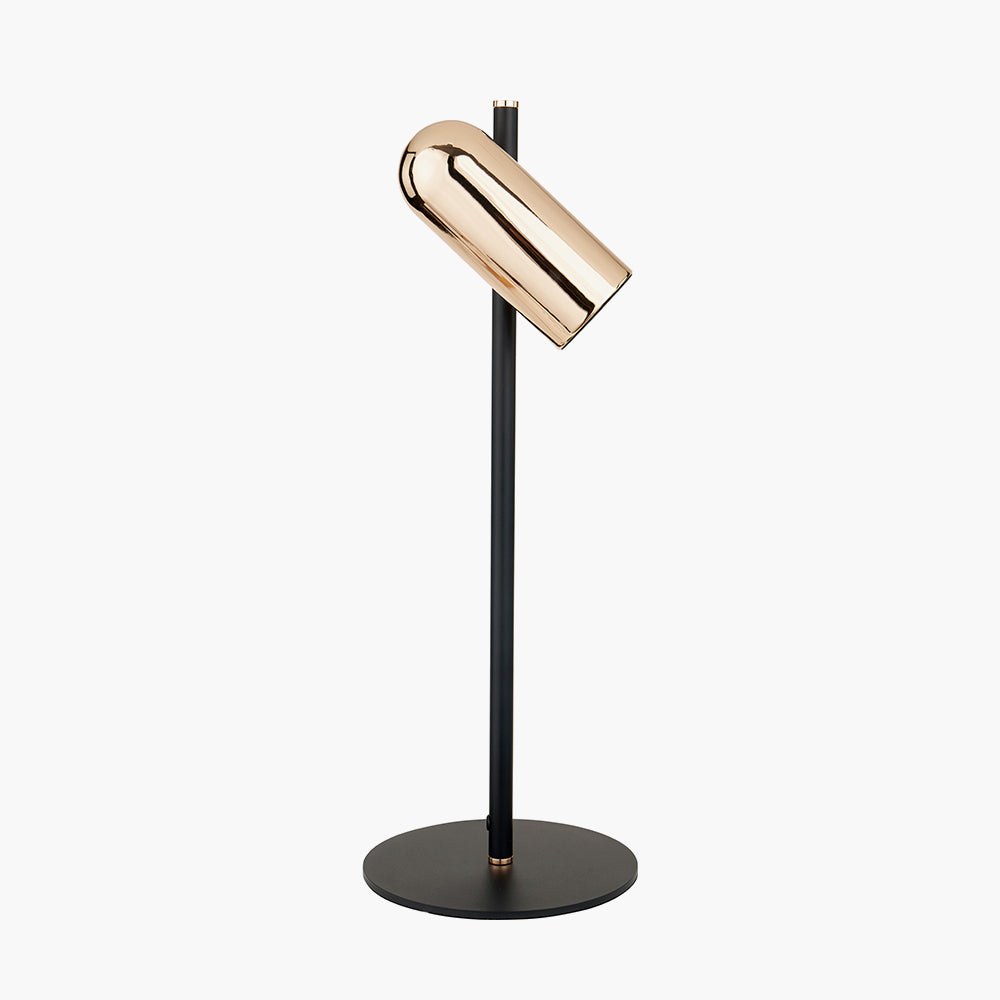 Xena Black and Rose Gold Metal LED Table Lamp