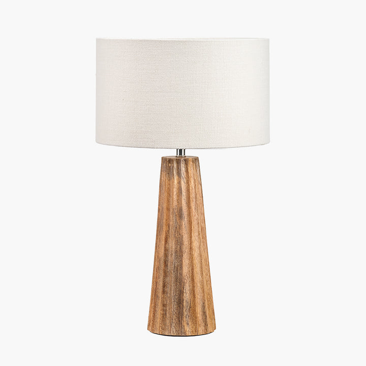 Draydon Natural Mango Wood Textured Cone Table Lamp