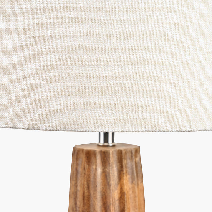 Draydon Natural Mango Wood Textured Cone Table Lamp