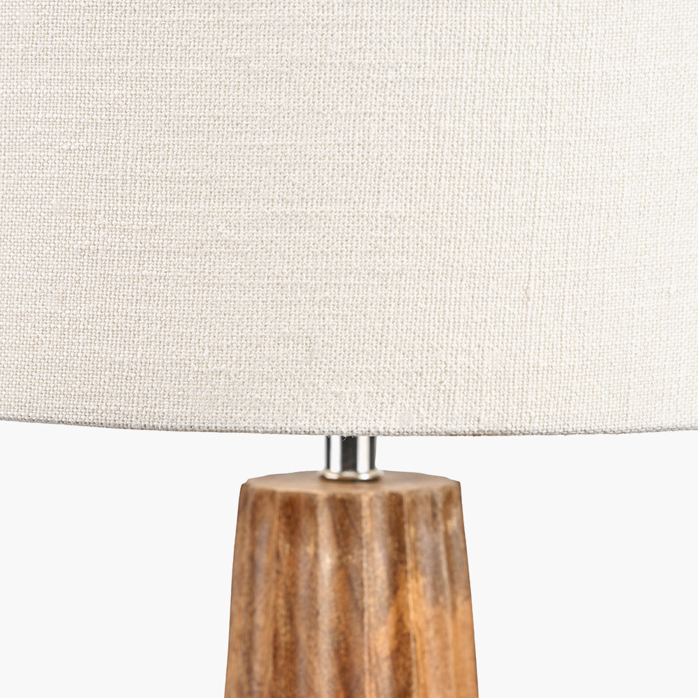 Draydon Natural Mango Wood Textured Cone Table Lamp