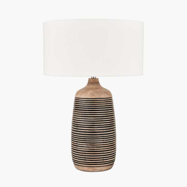 Caspian Natural Mango Wood Grooved Table Lamp