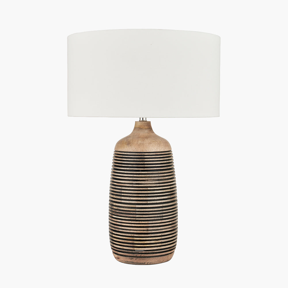 Caspian Natural Mango Wood Grooved Table Lamp