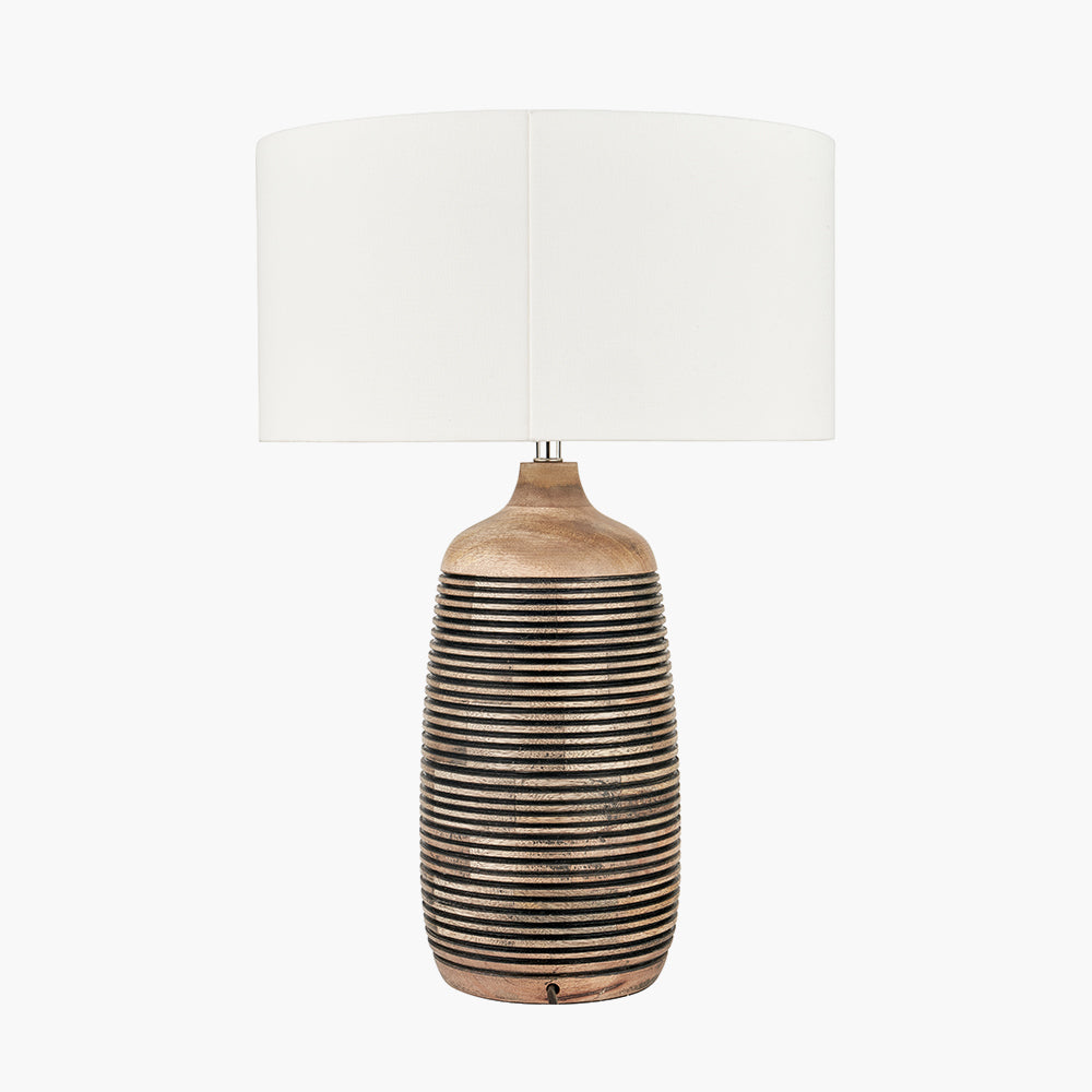 Caspian Natural Mango Wood Grooved Table Lamp