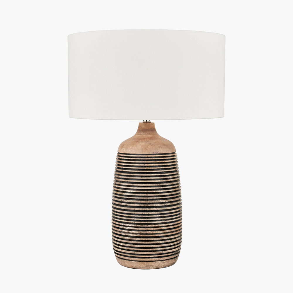 Caspian Natural Mango Wood Grooved Table Lamp