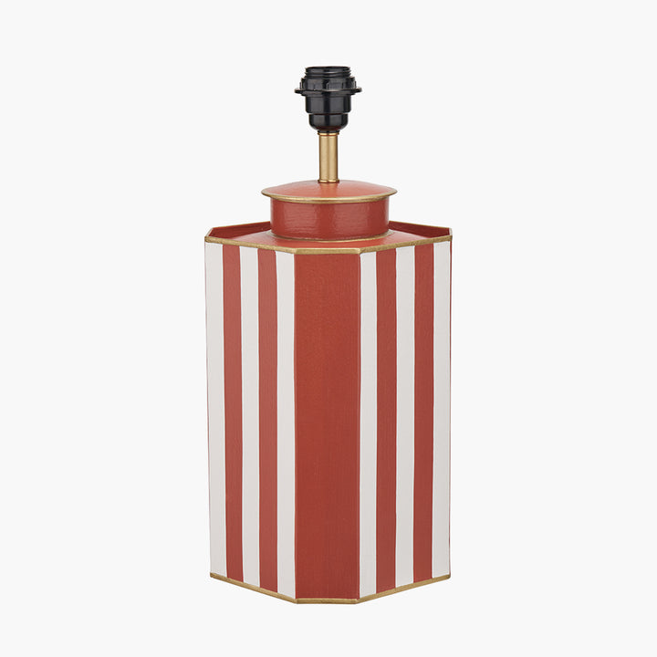 Raya Cinnamon and White Hand Painted Metal Table Lamp Base