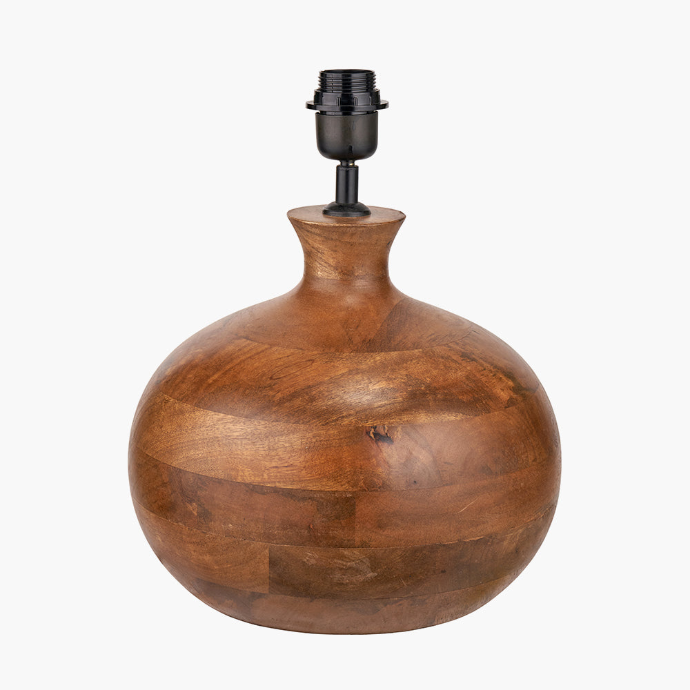 Kiah Brown Oiled Finish Mango Wood Round Table Lamp Base