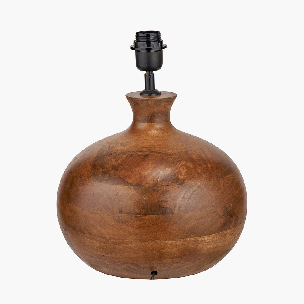 Kiah Brown Oiled Finish Mango Wood Round Table Lamp Base