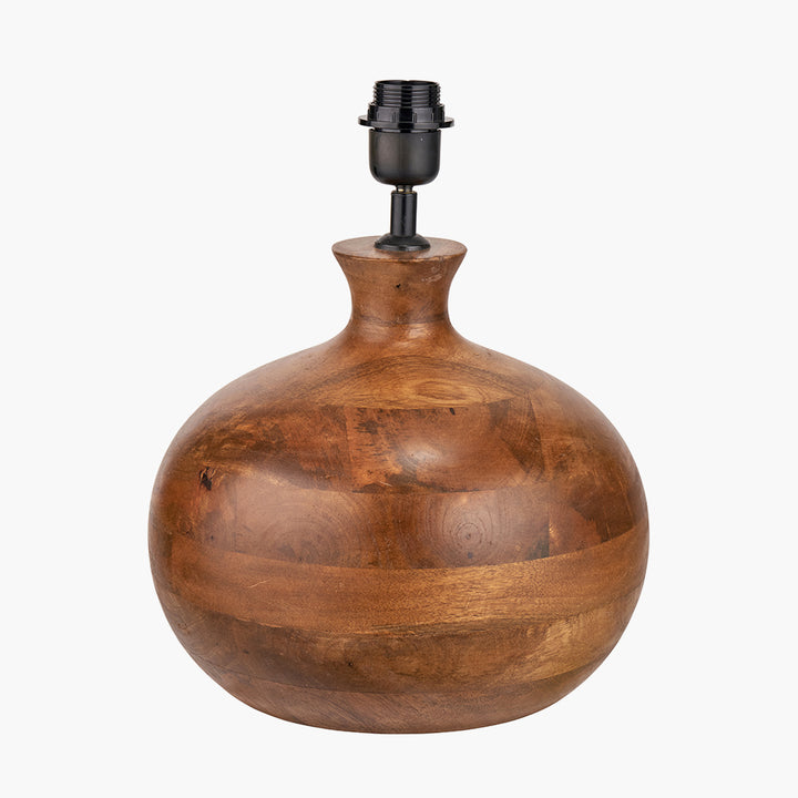 Kiah Brown Oiled Finish Mango Wood Round Table Lamp Base