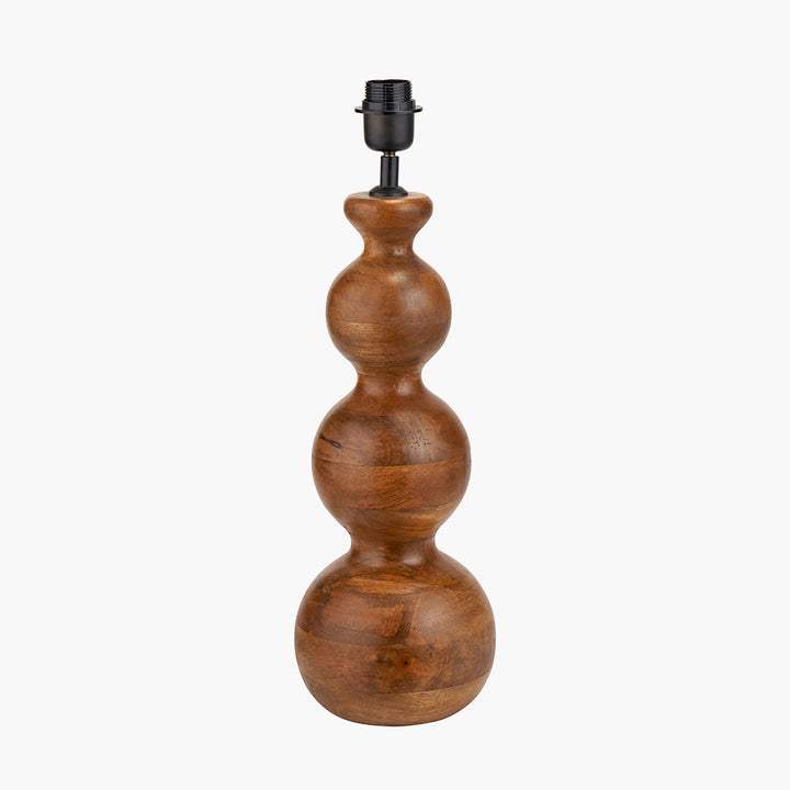 Nyari Brown Oiled Finish Mango Wood 3 Ball Design Table Lamp Base