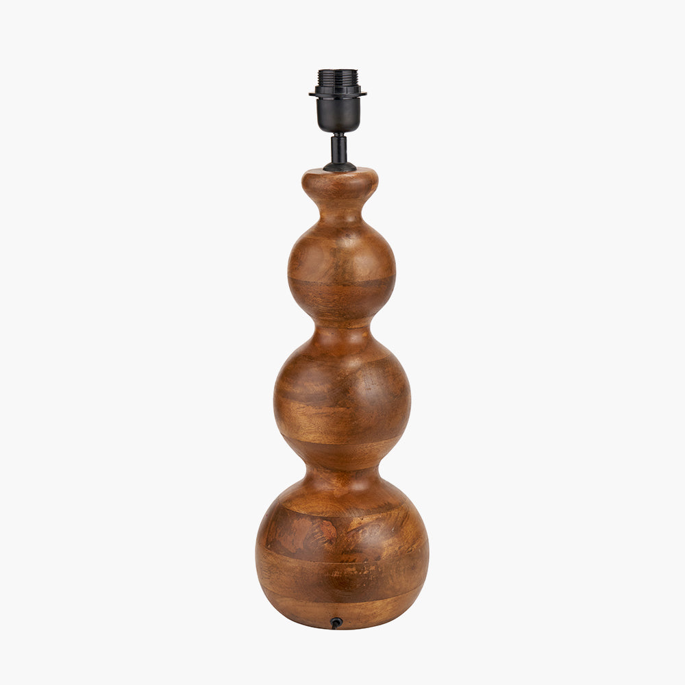 Nyari Brown Oiled Finish Mango Wood 3 Ball Design Table Lamp Base