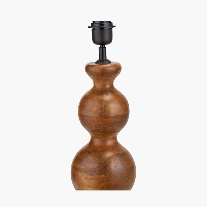 Nyari Brown Oiled Finish Mango Wood 3 Ball Design Table Lamp Base