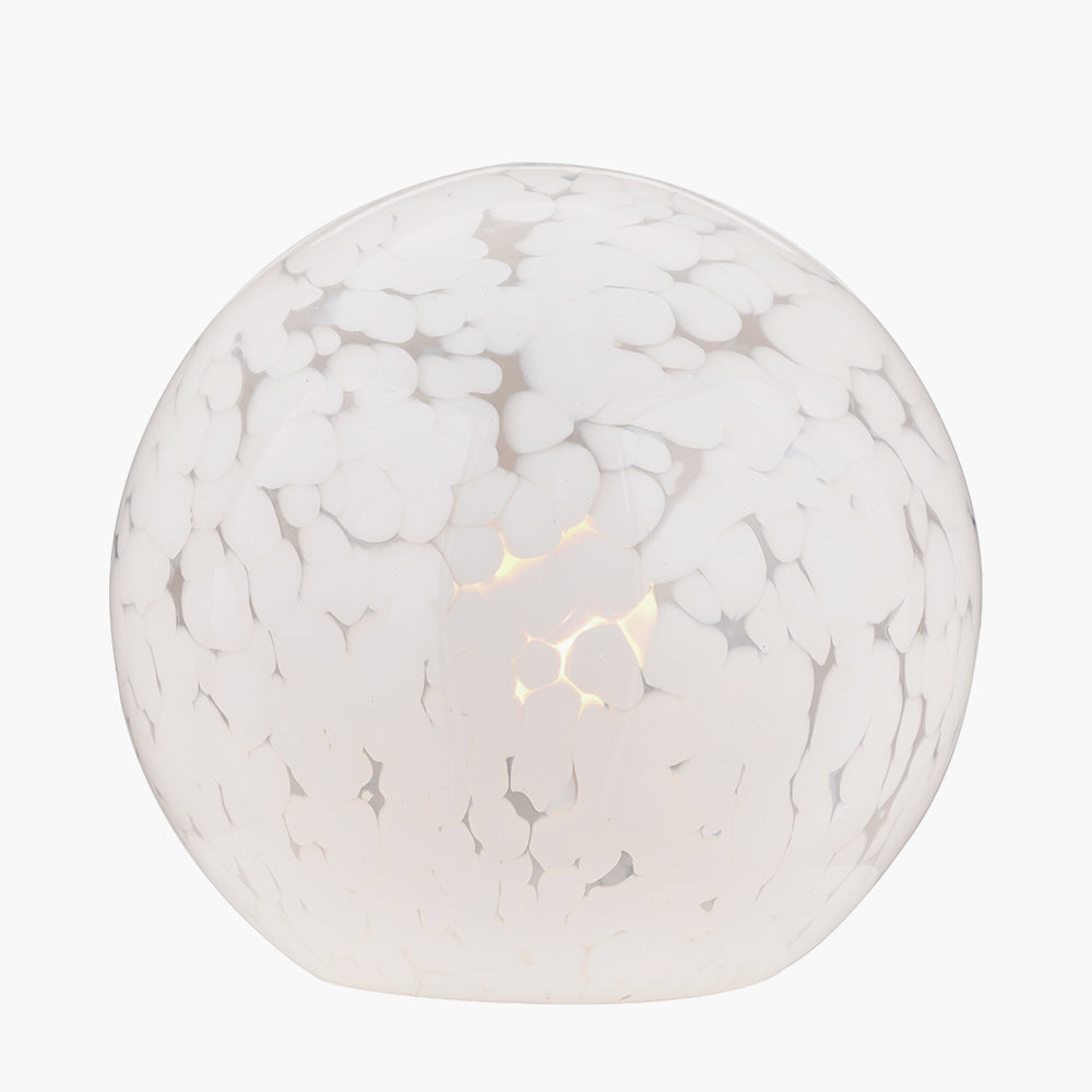 Aurora Speckled White Glass Spherical Table Lamp