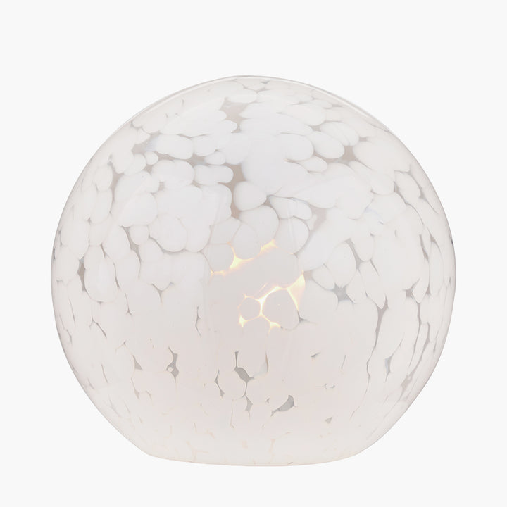 Aurora Speckled White Glass Spherical Table Lamp