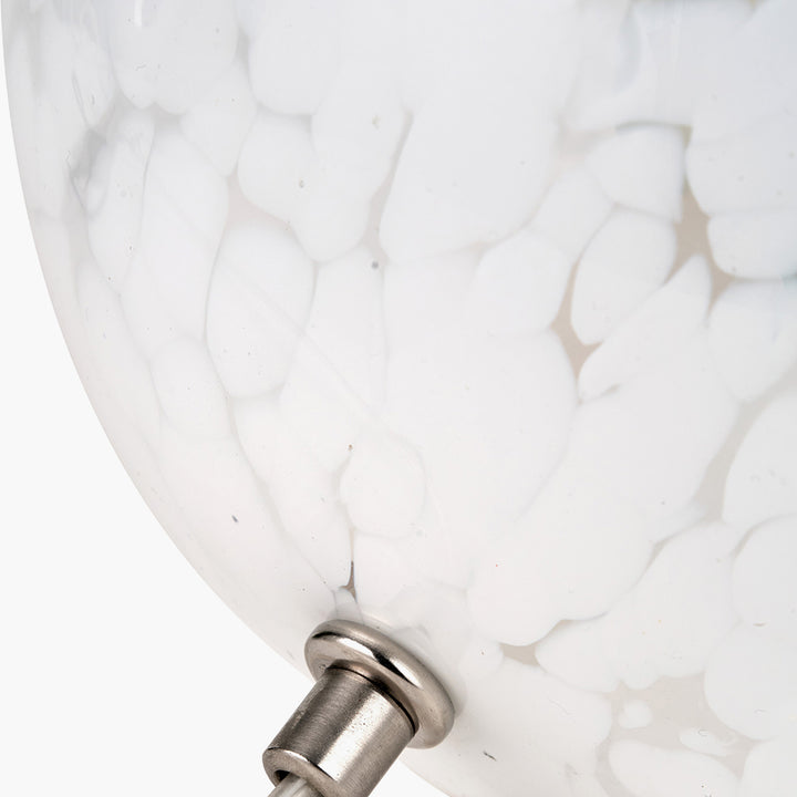 Aurora Speckled White Glass Spherical Table Lamp