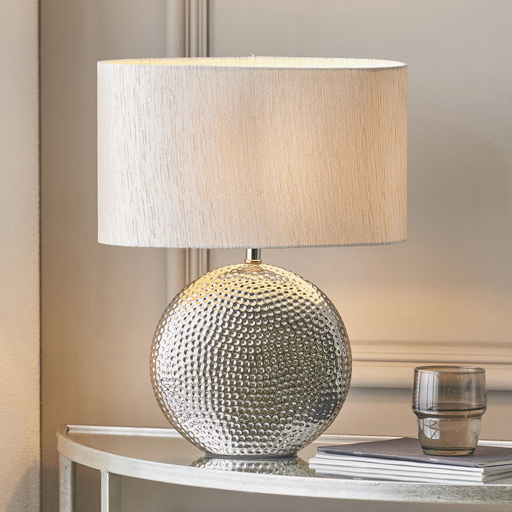 Mabel Silver Dot Textured Ceramic Table Lamp