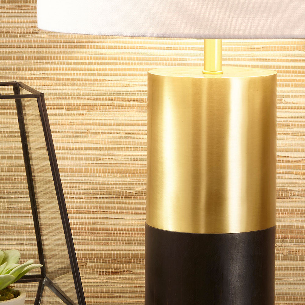 Etosha Dark Wood and Gold Metal Table Lamp